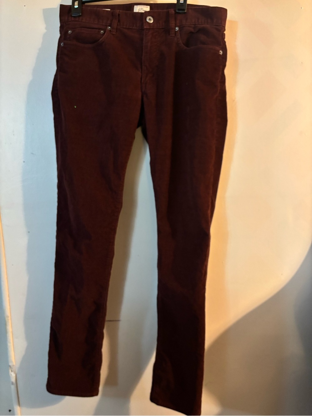 J. Crew Men's Corduroy Pants in Burgundy.